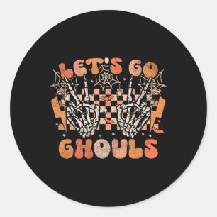 Adesivo Redondo Vamos Go Ghouls Halloween Skeleton Costume Retro G