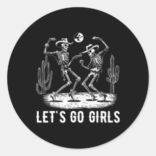 Adesivo Redondo Vamos Go Girls Deserto Western Skeleton Dancing Ba