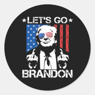 Adesivo Redondo Vamos Ir Brandon Trump Sinalizador do Dedo Médio