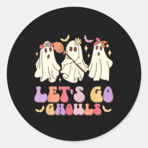 Adesivo Redondo Vamos Ir Ghouls Fofo Retro Halloween Ghost Squad