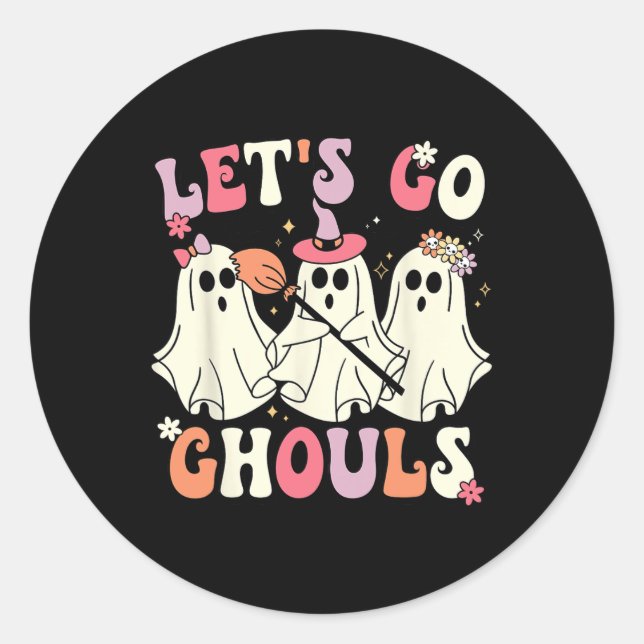 Adesivo Redondo Vamos Ir Ghouls Halloween Ghost Costume Retro Groo (Frente)
