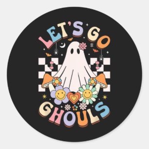 Adesivo Redondo Vamos Ir Ghouls Halloween Ghost Outfit Ret