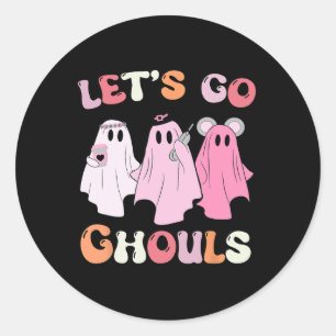 Adesivo Redondo Vamos Ir Ghouls Halloween Ghost Outfit Ret
