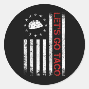 Adesivo Redondo Vamos Lá Camiseta Funny Usa Flag Taco Para Homens 