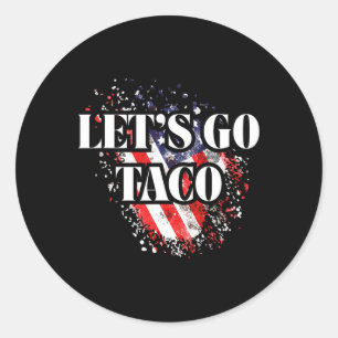 Adesivo Redondo Vamos Lá Taco Estilo Político Vermelho Branco Azul