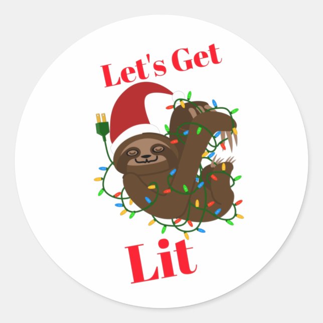Adesivo Redondo Vamos Lit Christmas Sloth (Frente)