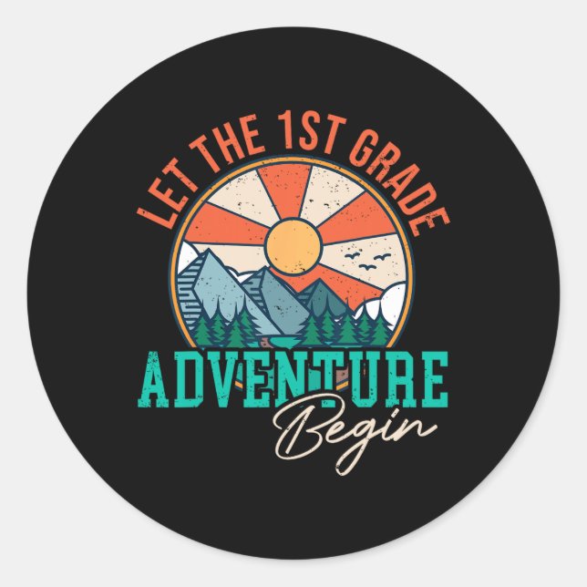 Adesivo Redondo Vamos O Aventura Da Classe 1rua Começa A Diversão  (Frente)