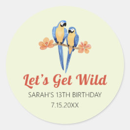 Adesivo Redondo Vamos Obter Selvagem da Selva da Macaw Selvagem