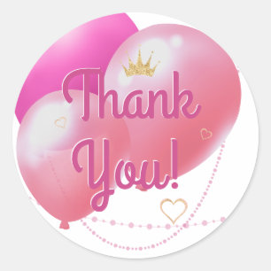 Adesivo Redondo Vamos Party Glam Pink Obrigado