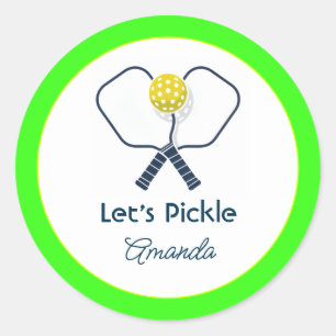 Adesivo Redondo Vamos Pickle Neon Preppy Pickleball Aniversário