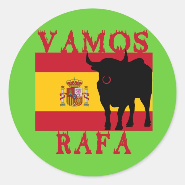 Adesivo Redondo Vamos Rafa com Bandeira de Espanha (Frente)