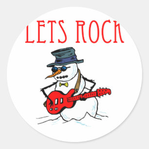 Adesivo Redondo Vamos Rock Snowman