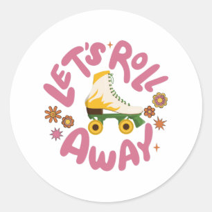 Adesivo Redondo Vamos rolar para fora Skates do cilindro
