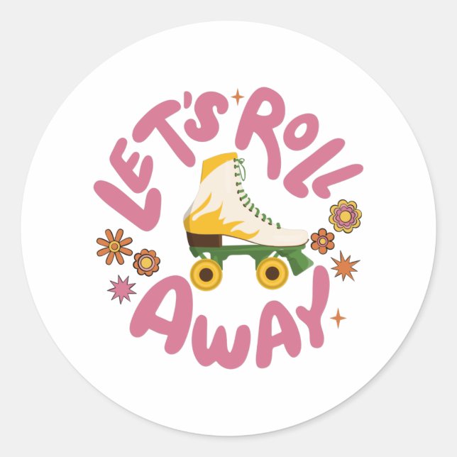 Adesivo Redondo Vamos rolar para fora Skates do cilindro (Frente)