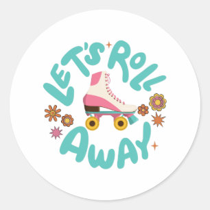 Adesivo Redondo Vamos rolar para fora Skates do cilindro
