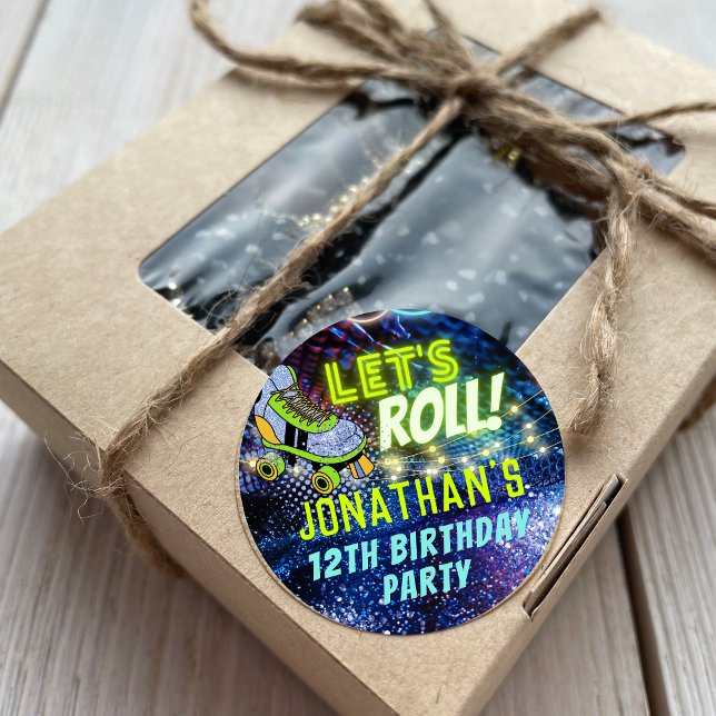 Adesivo Redondo Vamos Roll Brilhante Roll Skating Boys Partido Fav (Criador carregado)