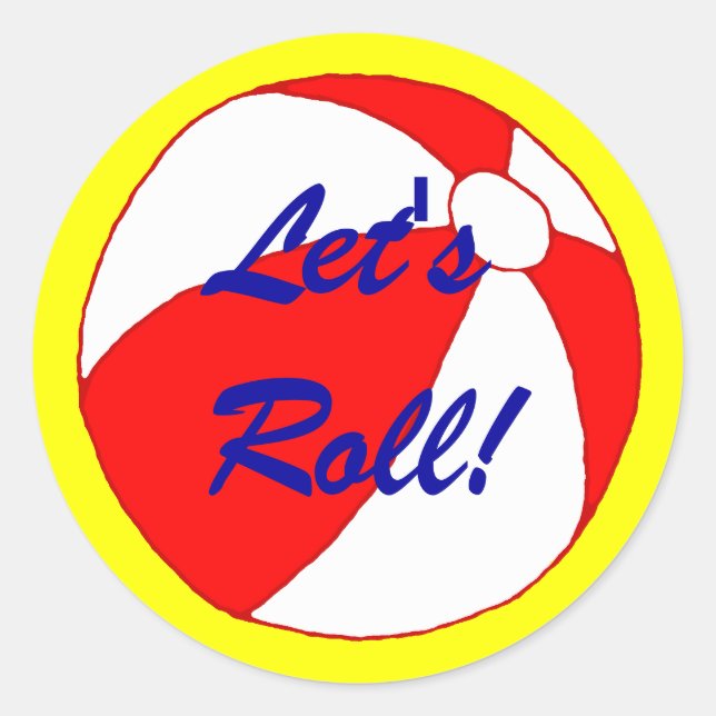Adesivo Redondo Vamos Roll Funny Beach Ball Sticker (Frente)