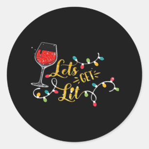 Adesivo Redondo Vamos Sai Vinho Vidros Luzes De Natal Drinki