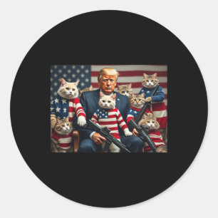 Adesivo Redondo Vamos Salvar Os Gatos Divertido Trump Voto 2025 Am