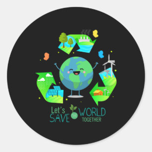 Adesivo Redondo Vamos Salve o Mundo Junto - Feliz Dia da Terra