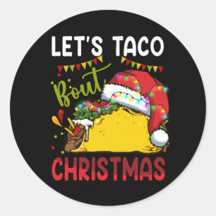 Adesivo Redondo Vamos Taco Sobre o Natal Engraçado Santa Hat Taco 