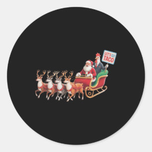 Adesivo Redondo Vamos Vai Taco - Engraçado Sleigh Com Papai Noel