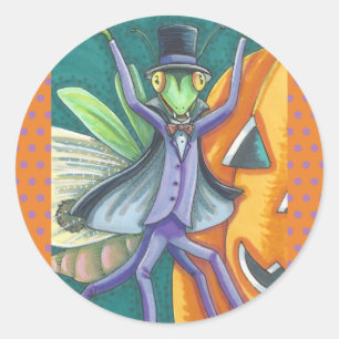 ADESIVO REDONDO VAMPIRE ORANDO MANTIS INSETO MANTICKERS FOLHA RODA