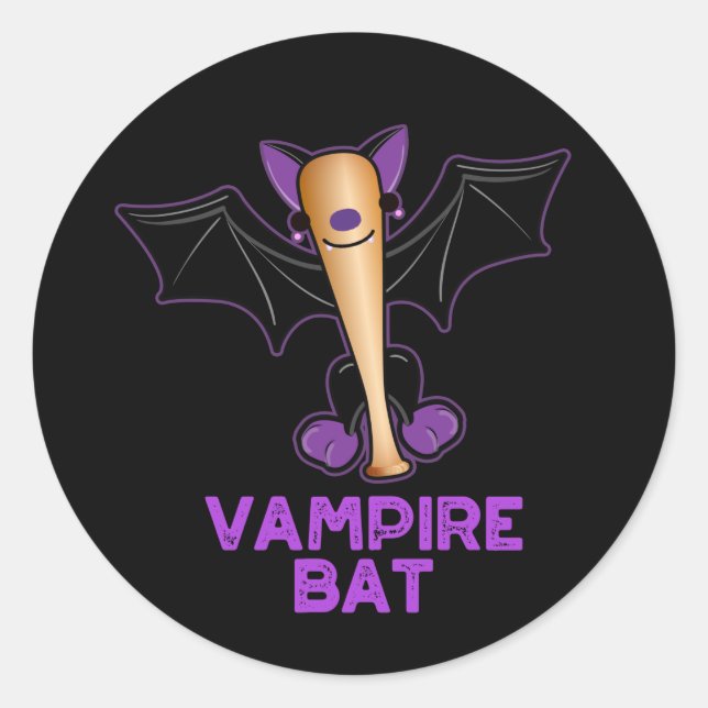 Adesivo Redondo Vampiro Bat Funny Baseball Pun Dark BG (Frente)