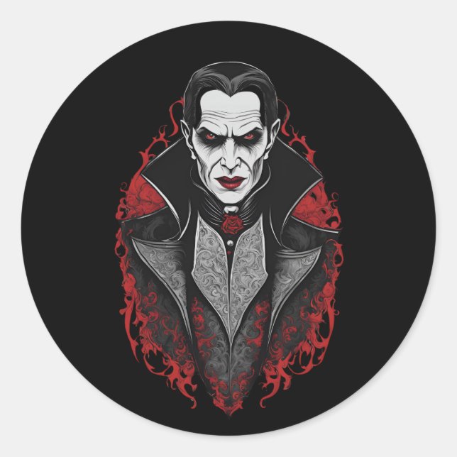 Adesivo Redondo Vampiro de Halloween 9, horror, vampiro aterroriza (Frente)