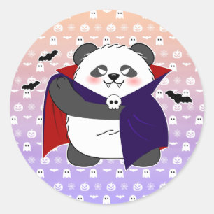 Adesivo Redondo Vampiro do Bebê Cute do Halloween Panda Dracula
