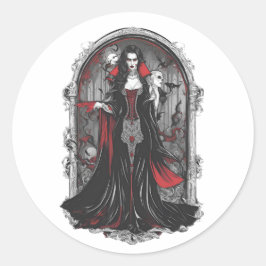 Adesivo Redondo Vampiro do Halloween 4, diversão, monstro, horror,