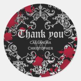 Adesivo Redondo Vampiro gótico obrigado de casamento de Halloween