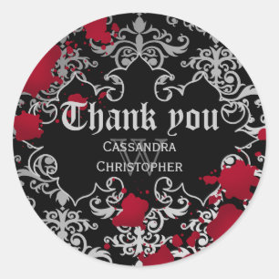 Adesivo Redondo Vampiro gótico obrigado de casamento de Halloween