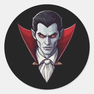 Adesivo Redondo 🦇 Vampiro Gótico 🖤 Vampiro Preto 🎃