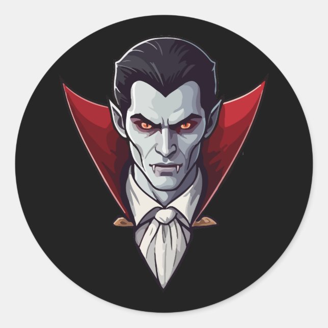 Adesivo Redondo 🦇 Vampiro Gótico 🖤 Vampiro Preto 🎃 (Frente)