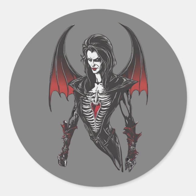 Adesivo Redondo Vampiro Halloween 6, engraçado, aterrorizante vamp (Frente)