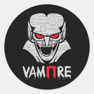 Adesivo Redondo Vampiro Pi Halloween Costume Engraçado Matemática
