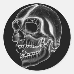Adesivo Redondo Vampiro skull black and design white