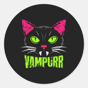 Adesivo Redondo Vampurr Cat Black Halloween Vampiro Spookire