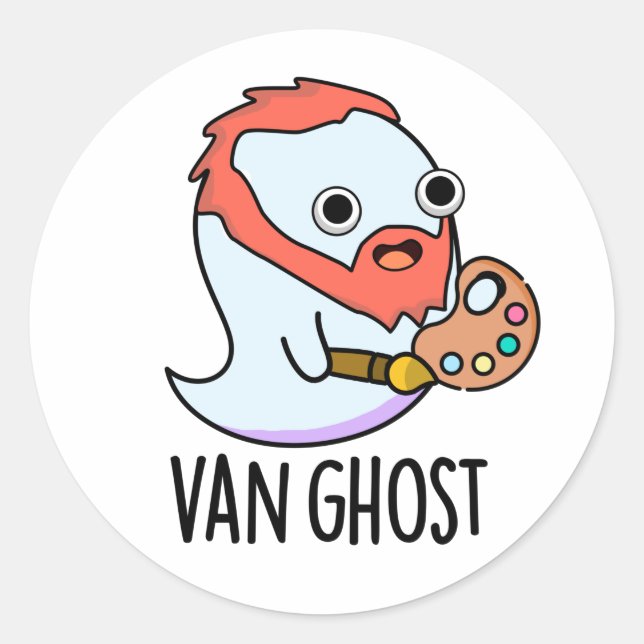 Adesivo Redondo Van Ghost Funny Artist Ghost Pun (Frente)