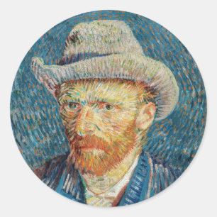 Adesivo Redondo Van Gogh - Autorretrato com um chapéu de feltro d