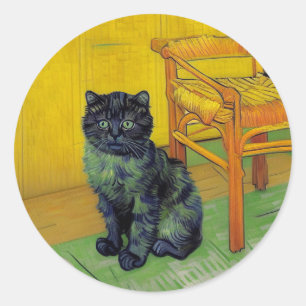 Adesivo Redondo Van Gogh Black Cat