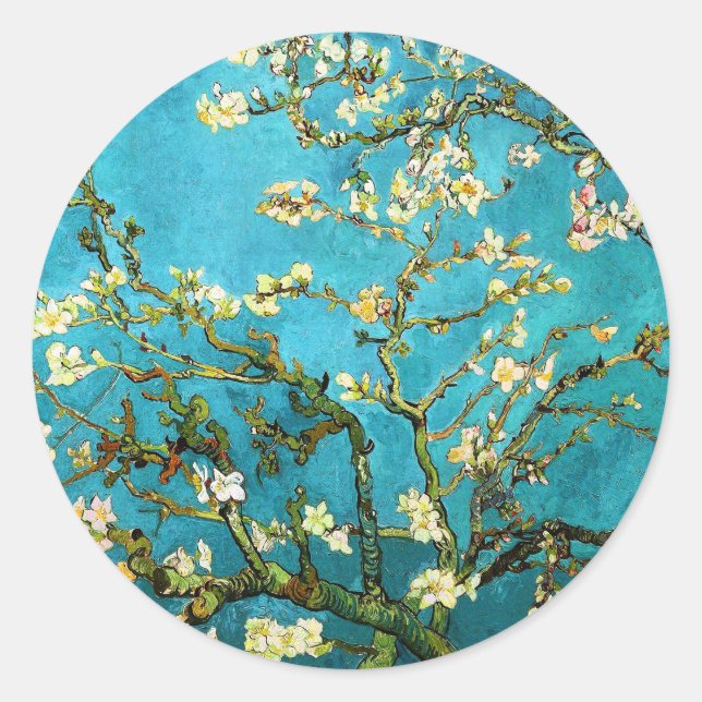 Adesivo Redondo Van Gogh Blossoming Almond Tree Fine Art (Frente)