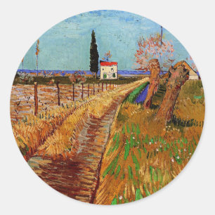 Adesivo Redondo Van Gogh - Caminho através de um Campo