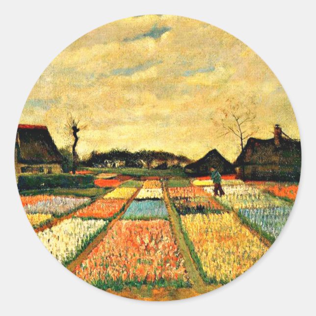 Adesivo Redondo Van Gogh - Flower Beds na Holanda (Frente)