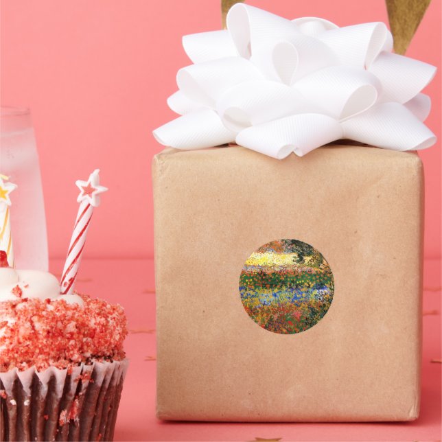 Adesivo Redondo Van Gogh - Flower Garden, fine art painting, (Festa)