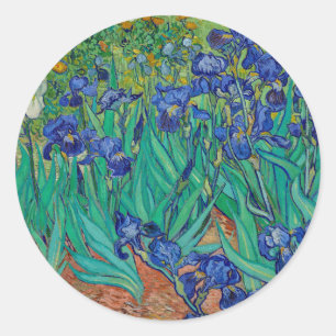 Adesivo Redondo Van Gogh Irises Floral Painting