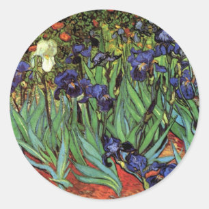 Adesivo Redondo Van Gogh Irises, Vintage Garden, Belas Artes