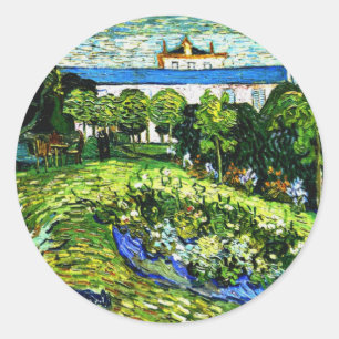 Adesivo Redondo Van Gogh - Jardim de Daubigny, pintura famosa,