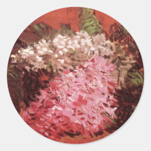 Adesivo Redondo Van Gogh Lilacs, Flores Rosa Vintage, Belas Artes